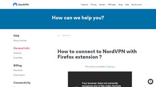 
                            11. How to connect to NordVPN with Firefox extension ?