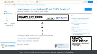 
                            2. How to connect to remote Oracle DB with PL/SQL Developer? - Stack ...