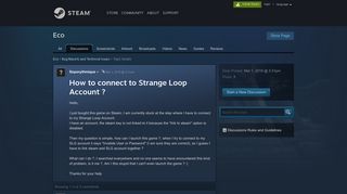 
                            8. How to connect to Strange Loop Account ? :: Eco Bug Reports and ...