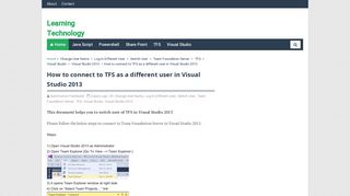 
                            7. How to connect to TFS as a different user in Visual Studio 2013 ...