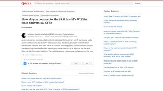 
                            10. How to connect to the SRM hostel's WiFi in SRM University, KTR - Quora