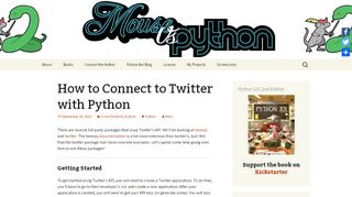
                            8. How to Connect to Twitter with Python | The Mouse Vs. The Python