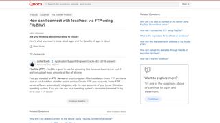 
                            13. How to connect with localhost via FTP using FileZilla - Quora