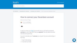 
                            11. How to connect your Seventeen account | Loola TV Help Center