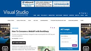 
                            7. How To Consume a WebAPI with RestSharp -- Visual Studio Magazine