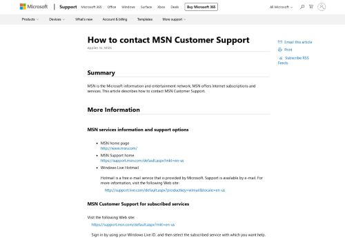 
                            2. How to contact MSN Customer Support