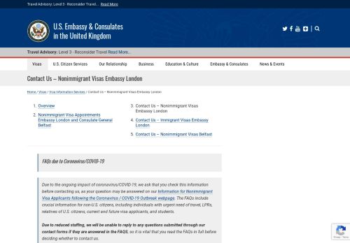 
                            4. How to contact the visa unit at the U.S. Embassy in London