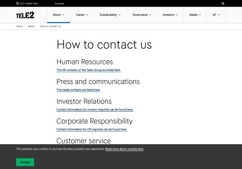 
                            7. How to contact us - Tele2