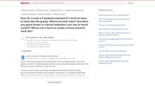 
                            8. How to crack a Facebook password? I want to learn to hack like the ...