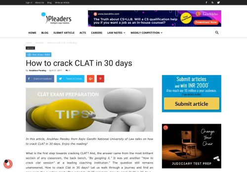 
                            11. How to crack CLAT in 30 days. Tips, tricks and time management ...