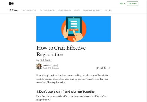 
                            13. How to Craft Effective Registration – UX Planet