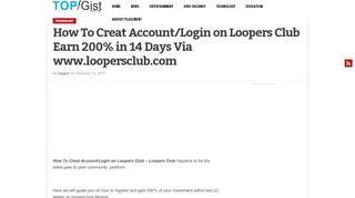 
                            1. How To Creat Account/Login on Loopers Club Earn 200% in 14 Days ...