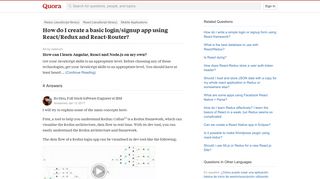
                            6. How to create a basic login/signup app using React/Redux and React ...