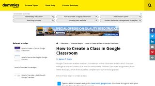 
                            12. How to Create a Class in Google Classroom - dummies