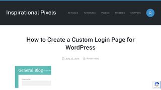 
                            9. How to Create a Custom Login Page for WordPress - Inspirational Pixels