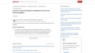 
                            5. How to create a Facebook management account for business pages - Quora