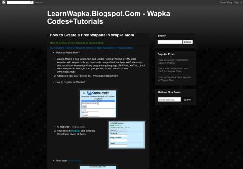 
                            13. How to Create a Free Wapsite in Wapka.Mobi - Wapka Codes+Tutorials