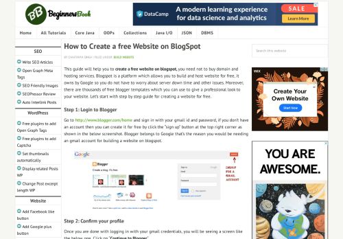 
                            7. How to Create a free Website on BlogSpot - BeginnersBook.com