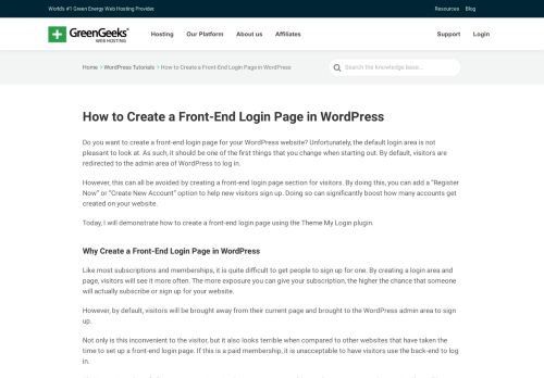 
                            3. How to Create a Front-End Login Page in WordPress - GreenGeeks