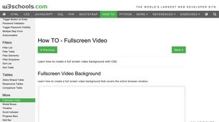 
                            2. How To Create a Fullscreen Video Background - W3Schools