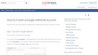 
                            8. How to Create a Google AdWords Account | Webucator