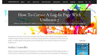 
                            8. How To Create a Log-in Page With Umbraco 7 - Jon D Jones