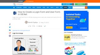 
                            5. How to Create a Login Form and User Form in VB.Net - C# Corner