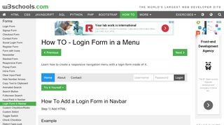 
                            2. How To Create a Login Form in Navbar - W3Schools
