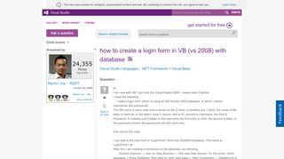 
                            1. how to create a login form in VB (vs 2008) with database - MSDN ...