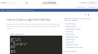 
                            8. How to Create a Login Form with Ajax | Webucator