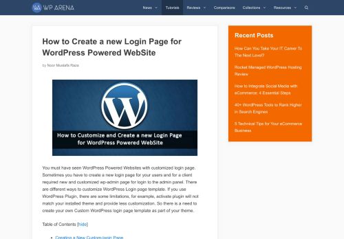 
                            11. How to Create a new Login Page for WordPress Powered WebSite