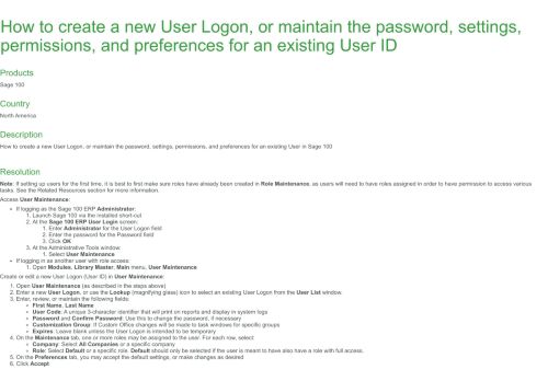 
                            1. How to create a new User Logon, or maintain the password, settings ...