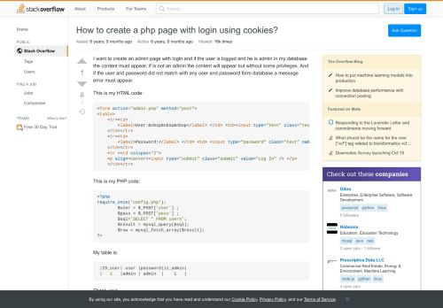 
                            2. How to create a php page with login using cookies? - Stack Overflow