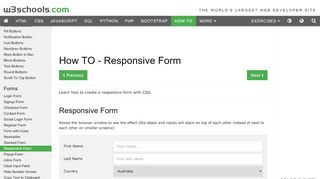 
                            3. How To Create a Responsive Form with CSS - W3Schools