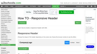 
                            1. How To Create a Responsive Header - W3Schools