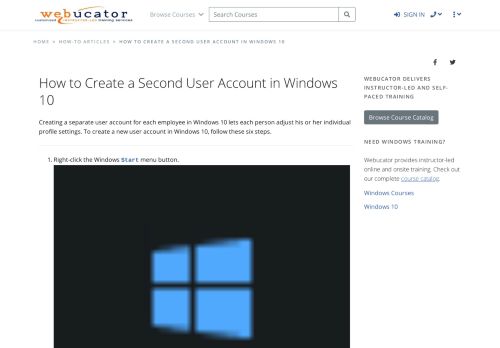 
                            13. How to Create a Second User Account in Windows 10 | Webucator