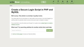 
                            13. How to Create a Secure Login Script in PHP and MySQL - wikiHow