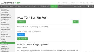 
                            9. How To Create a Sign Up Form - W3Schools