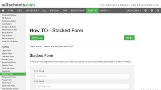 
                            10. How To Create a Stacked Form with CSS - W3Schools