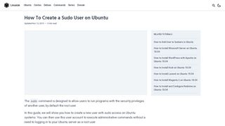 
                            9. How To Create a Sudo User on Ubuntu | Linuxize