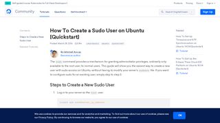 
                            1. How To Create a Sudo User on Ubuntu [Quickstart] | DigitalOcean