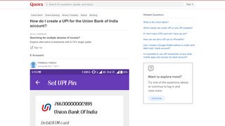 
                            3. How to create a UPI for the Union Bank of India account - Quora