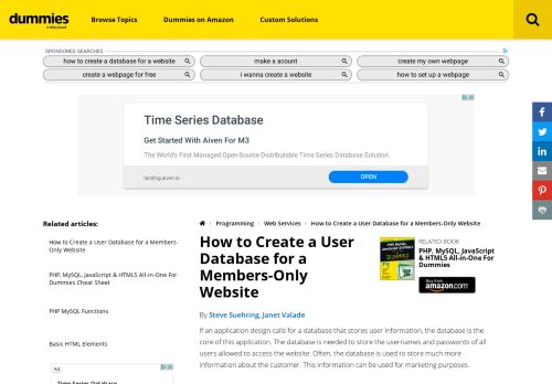 
                            1. How to Create a User Database for a Members-Only Website - dummies