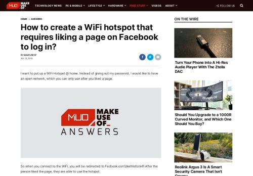 
                            5. How to create a WiFi hotspot that requires liking a page on Facebook ...