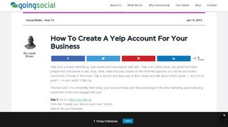 
                            8. How To Create A Yelp Account For Your Business - Going Social