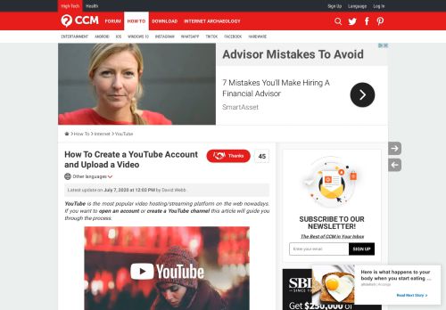 
                            4. How To Create a YouTube Account and Upload a Video - Ccm.net