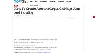 
                            1. How To Create Account/Login On Naija-Atm and Earn Big