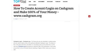 
                            2. How To Create Acount/Login on Cashgram and Make 100% of Your ...