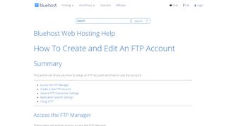 
                            6. How to create an FTP Account - Bluehost Control Panel