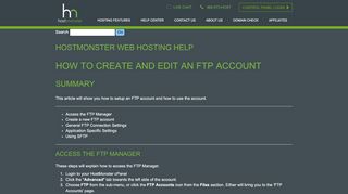 
                            2. How to create an FTP Account - HostMonster cPanel